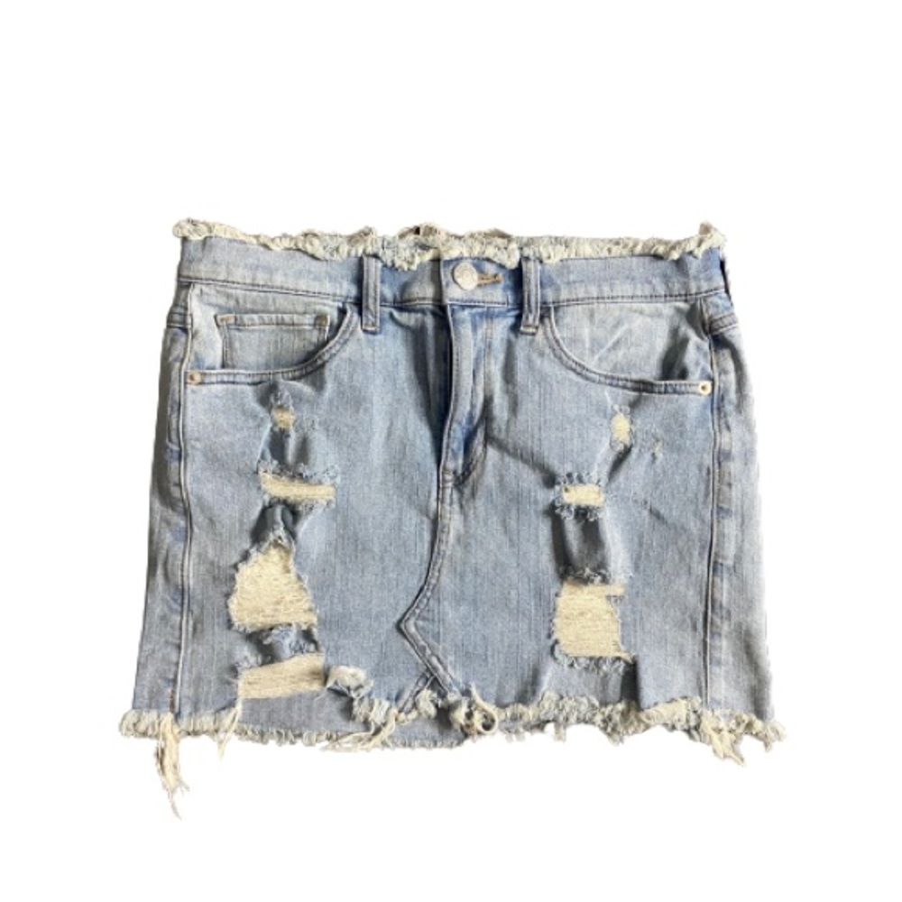 Express Distressed Denim Skirt